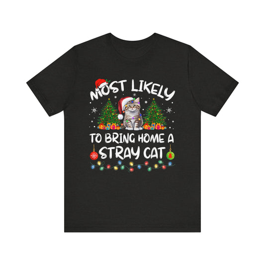 Most Likely To Bring Home A Stray Cat Matching Christmas T-Shirt