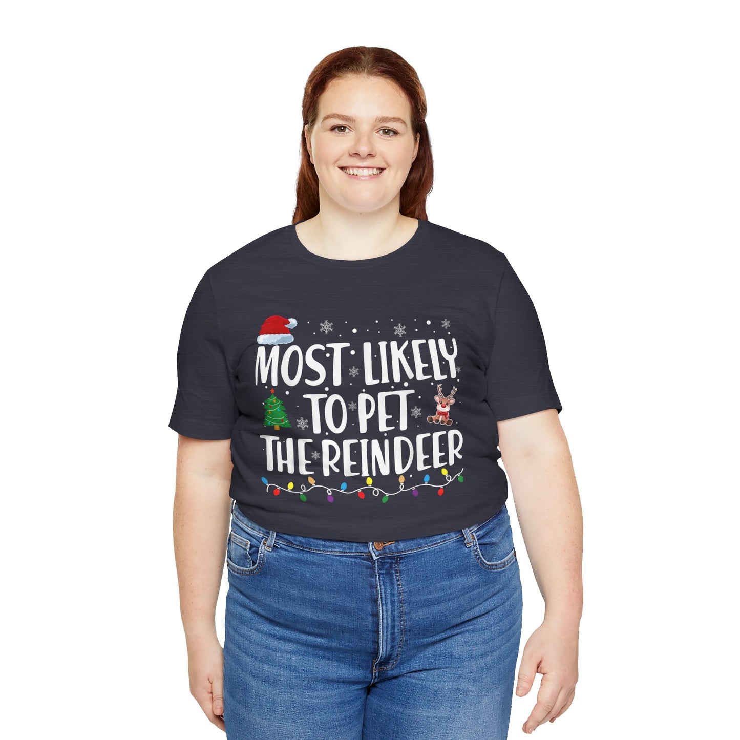 Most Likely To Pet The Reindeer Family Matching Christmas T-Shirt