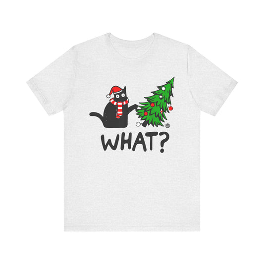 Funny Black Cat Christmas Tree Merry Xmas Humor Cat What? T-Shirt