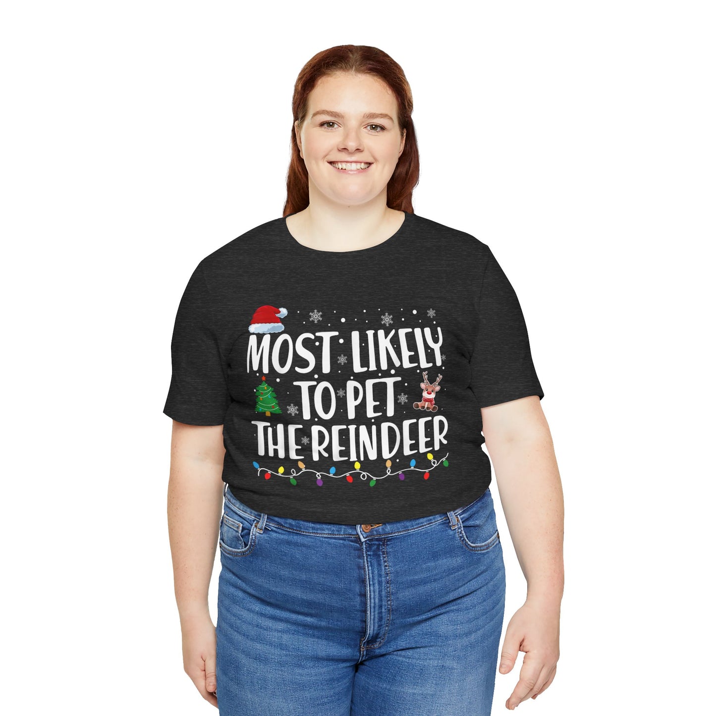 Most Likely To Pet The Reindeer Family Matching Christmas T-Shirt