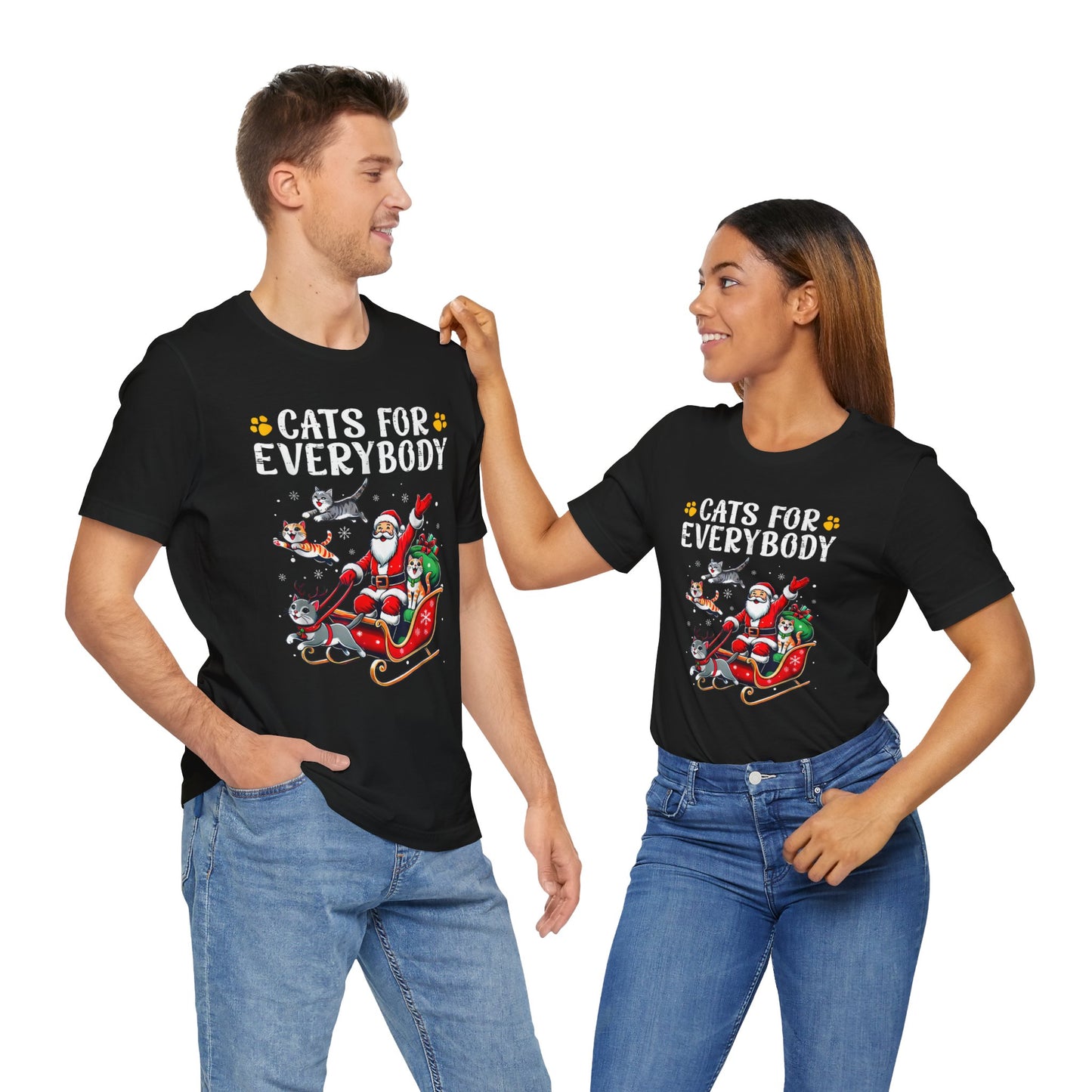 Cats For Everybody Christmas Cat Funny Xmas Santa T-Shirt