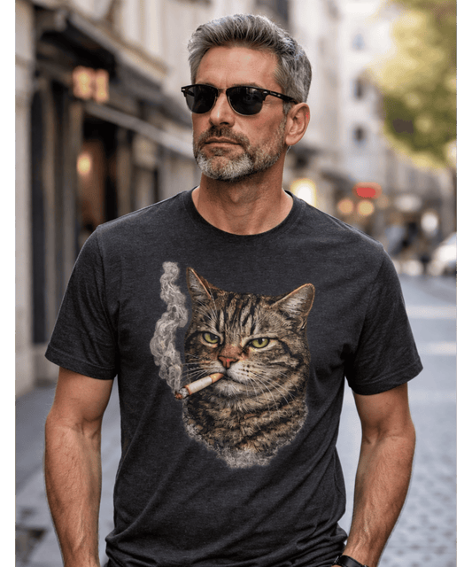 T-Shirt Chat Fumeur Grumpy – Design Vintage Humour Sarcastique
