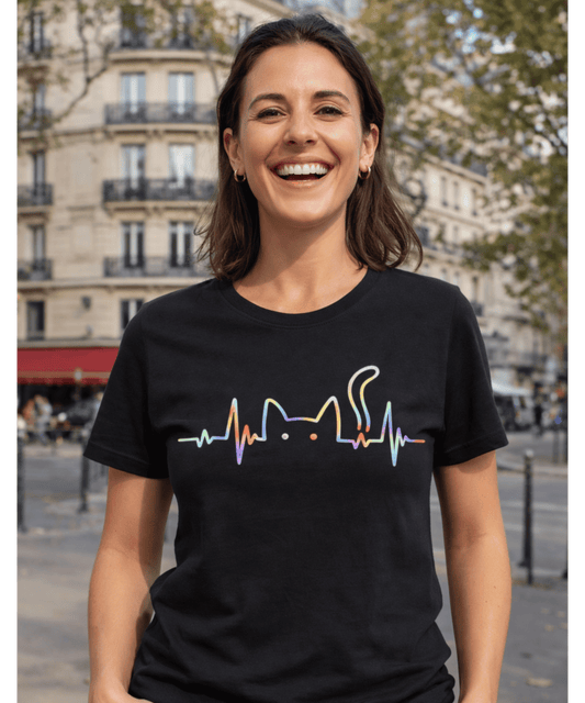 T-shirt Battement de Cœur Chat – Cadeau pour Amoureux des Chats
