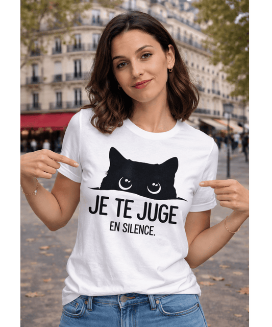 T-shirt Humour Chat – Je Te Juge En Silence