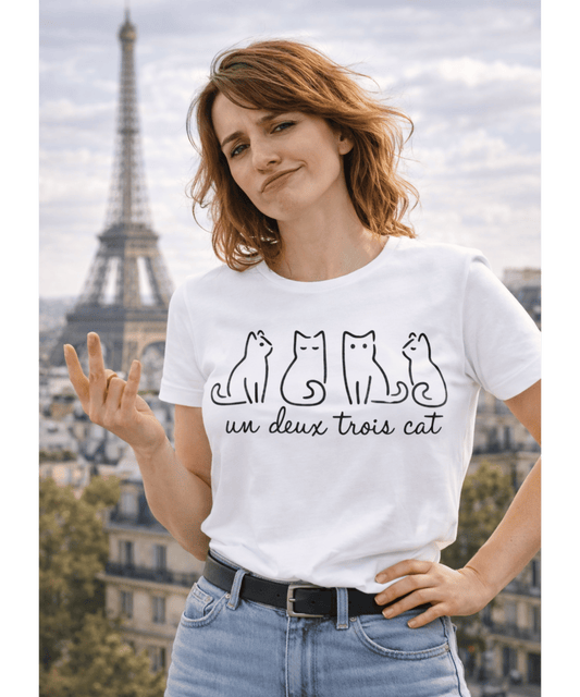 Un Deux Trois Cat T-Shirt | Funny French Cat Lover Shirt